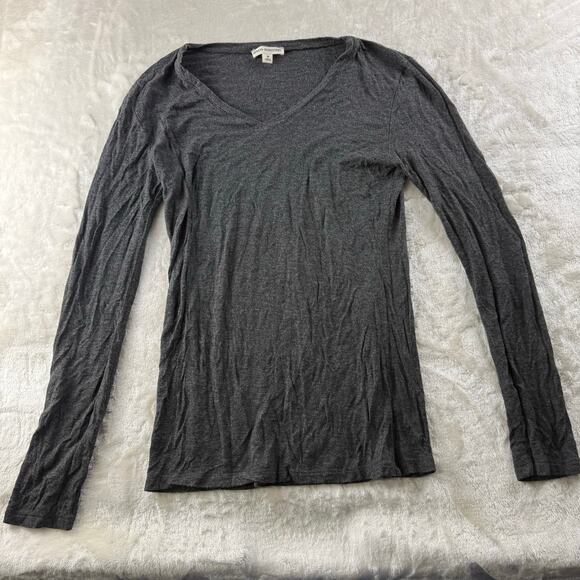 Zenana Outfitters Tops - Zenana Outfitters V-Neck Long Sleeve T-Shirt Women's Size Medium Gray